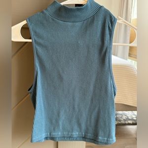Blue Zara turtleneck crop top